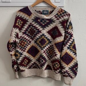 Woolrich Women's Crewneck Sweater in Burgundy, Navy, and Beige